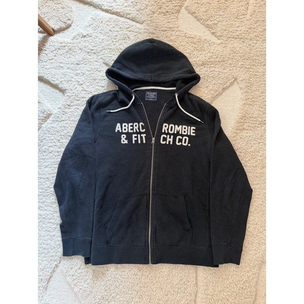 Vintage Y2K Abercrombie & Fitch Full Zip Applique Logo Hoodie Large